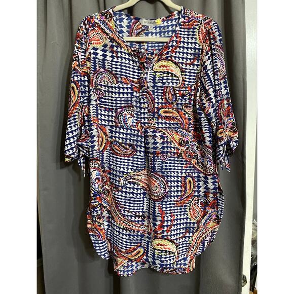 FIGUEROA & FLOWER WO SIZE MEDIUM MULTICOLOR PAISLEY PRINT MIDI DRESS/ TUNIC - Picture 1 of 13